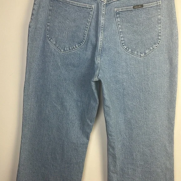 ROLLA’S High Rise Wide Leg Jeans Plus Size 34 Cotton Stretch Blue Cropped Denim - Picture 12 of 16
